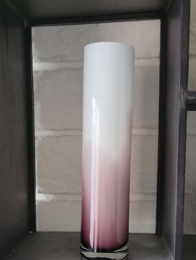 Tall Ombre Glass Vase - White to Mauve/ Purple